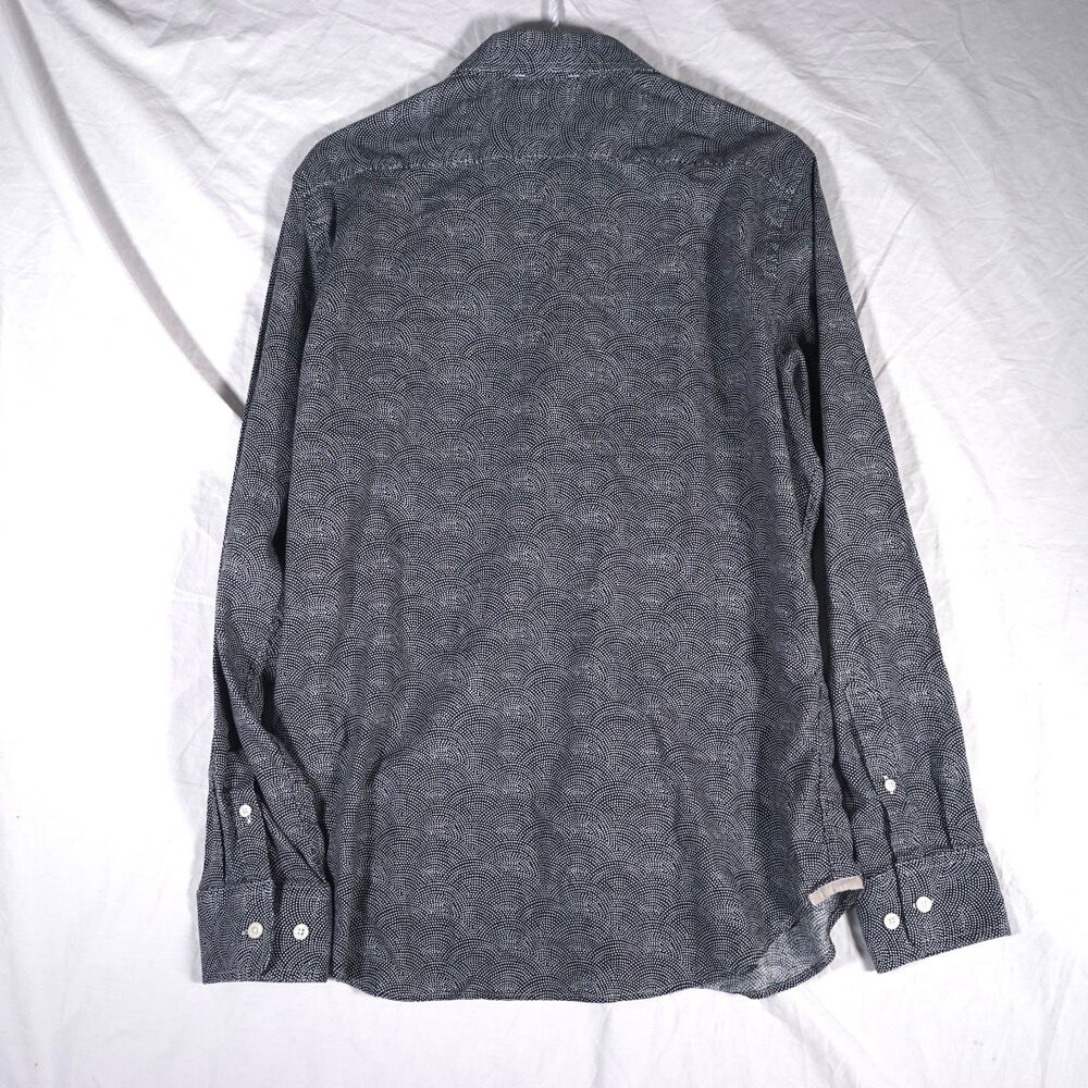 Banana Republic Linen Blend Button Up Shirt Black White Polka Dot Medium - Picture 7 of 8